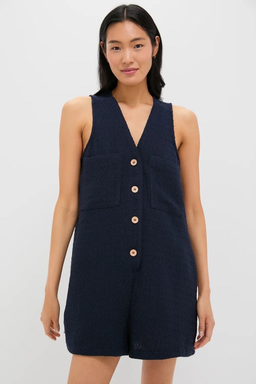Tuckernuck Navy Textured Myla Romper NWT size medium